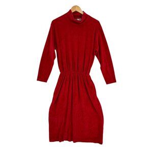 Vintage L.L. Bean‎ Velour Dress Womens Size L Classic 90s Cozycore Cabincore
